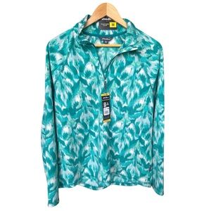 Eddie Bauer Polar Fleece 1/4 Zip Pullover Women's Medium Green Abstract Pattern